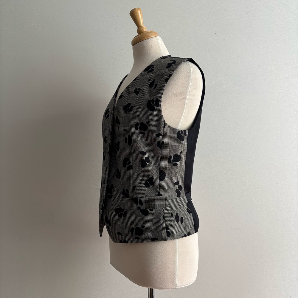 Vintage 90s ESCADA Silk and Wool Houndstooth Check Vest Waistcoat 38 - Picture 8 of 11